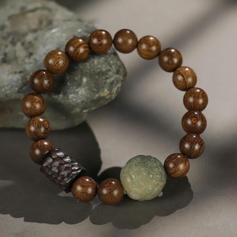 Buddha Stones Sandalwood Bodhi Seed PiXiu Ebony Wood Bead Healing Bracelet