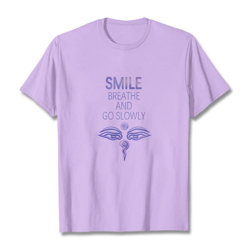 Buddha Stones SMILE BREATHE AND GO SLOWLY Eye Tee T-shirt - Plum - 2XL - image 5
