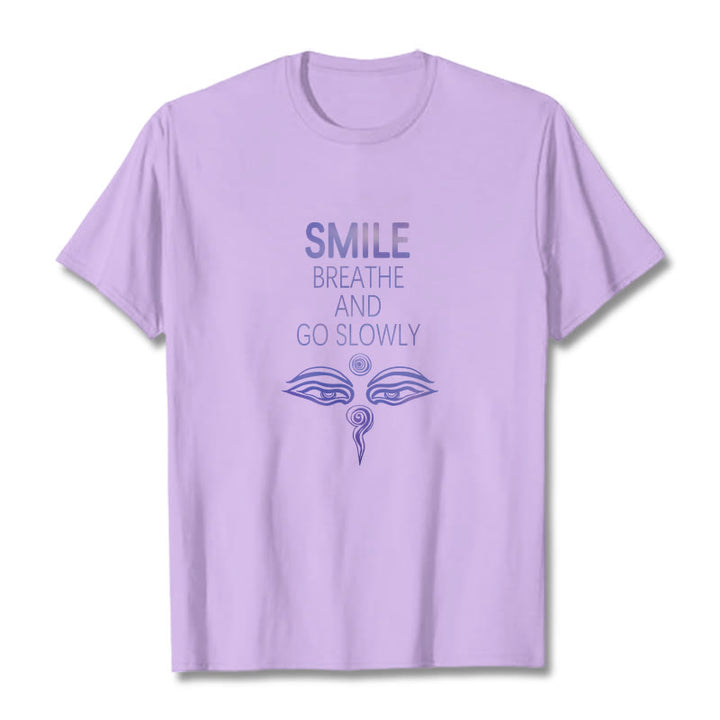 Buddha Stones SMILE BREATHE AND GO SLOWLY Eye Tee T-shirt - Plum - 2XL - image 5