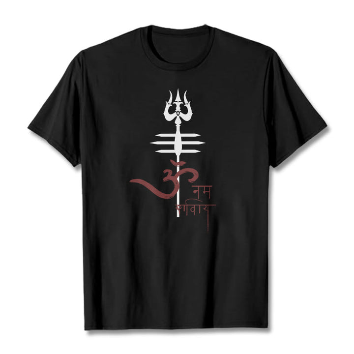 Buddha Stones OM NAMAH SHIVAYA Trident Cotton Tee T-shirt