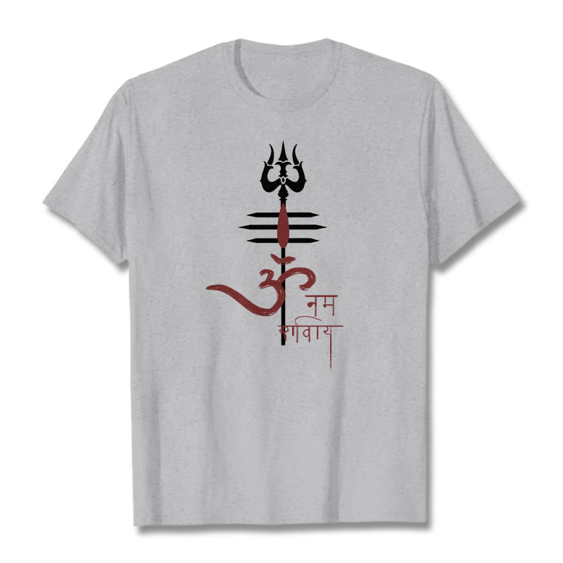 Buddha Stones OM NAMAH SHIVAYA Trident Cotton Tee T-shirt