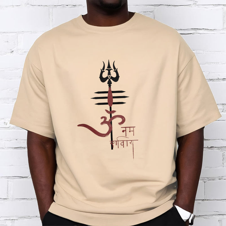 Buddha Stones OM NAMAH SHIVAYA Trident Cotton Tee T-shirt