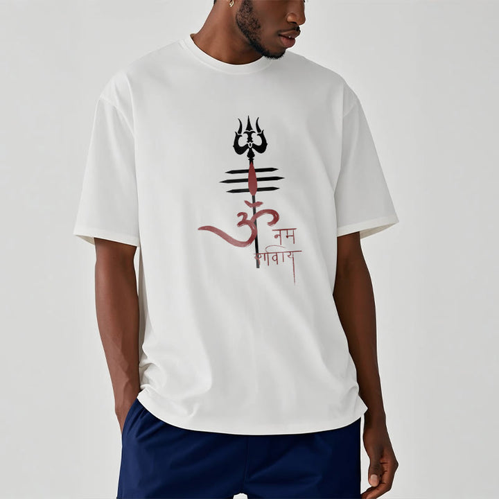 Buddha Stones OM NAMAH SHIVAYA Trident Cotton Tee T-shirt