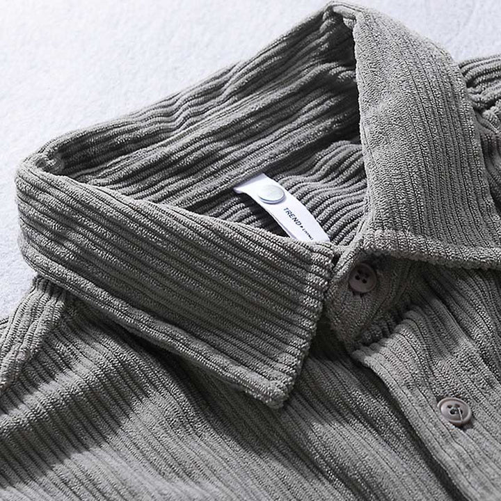 Buddha Stones Men's Long Sleeve Turn-down Collar With Pocket Corduroy Casual Shirt - image 8