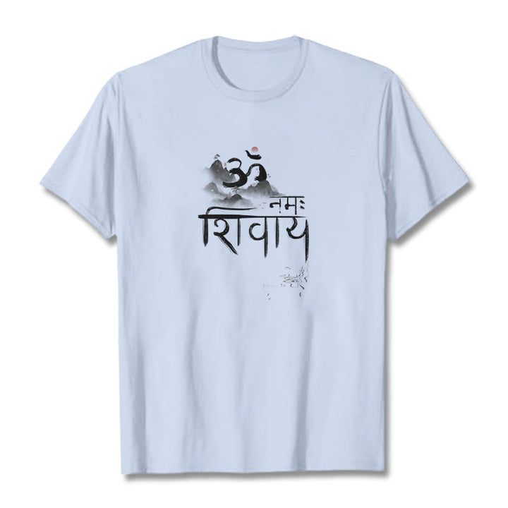 Buddha Stones OM NAMAH SHIVAYA Mountain Cotton Tee T-shirt - LightCyan - 2XL - image 14
