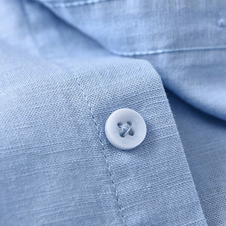 Buddha Stones Men's Long Sleeve Stand Collar With Pocket Pure Color Casual Cotton Linen Shirt - image 20