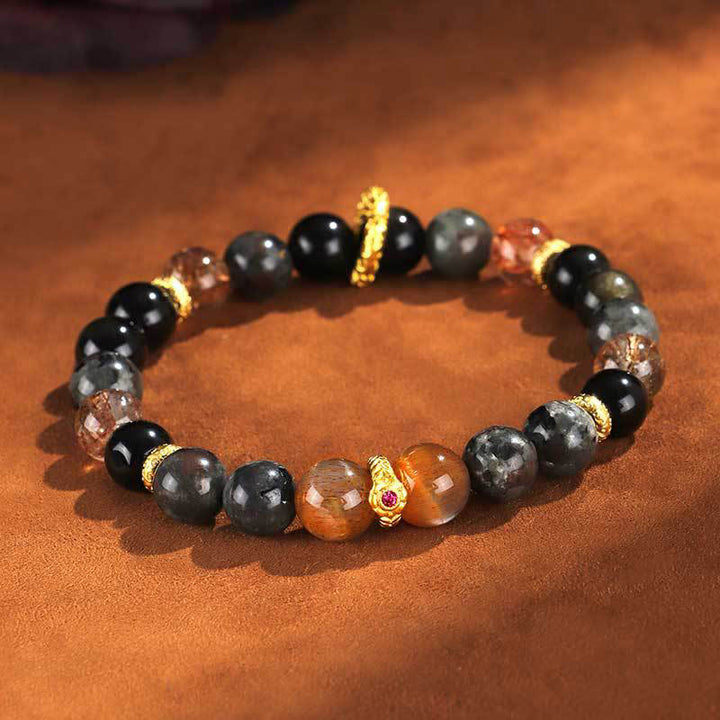 Buddha Stones Sun Stone Lava Rock Positive Bracelet