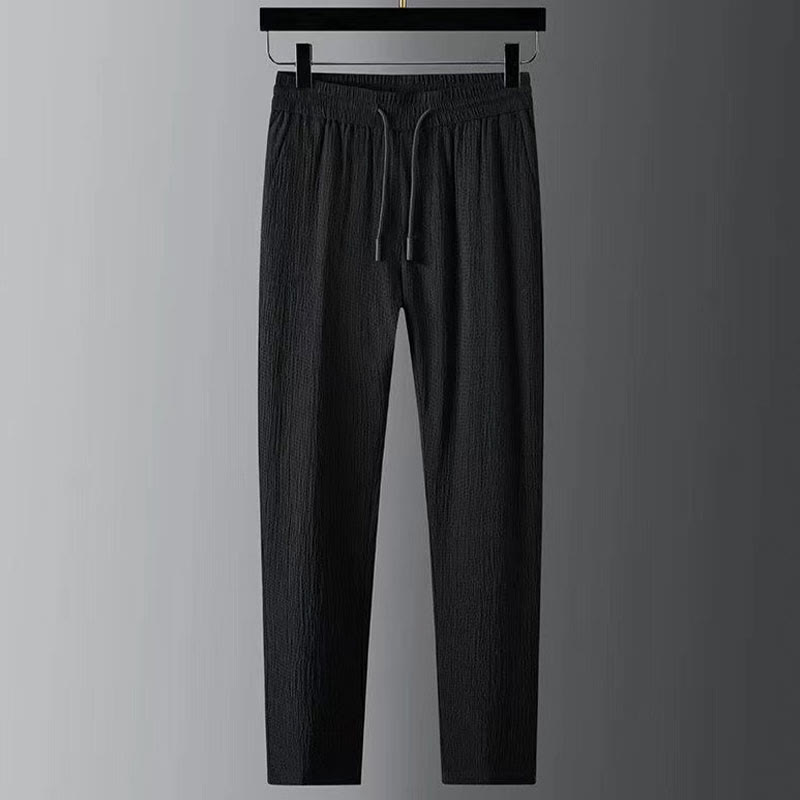 Buddha Stones Pure Color Long Sleeve Top Pants Clothing Men's Set - image 3