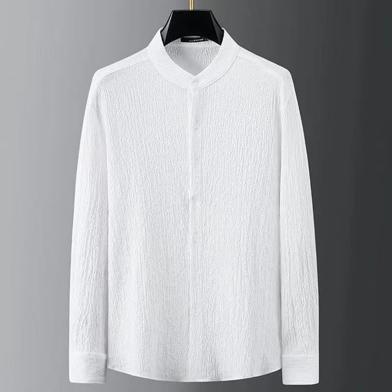 Buddha Stones Pure Color Long Sleeve Top Pants Clothing Men's Set - image 5