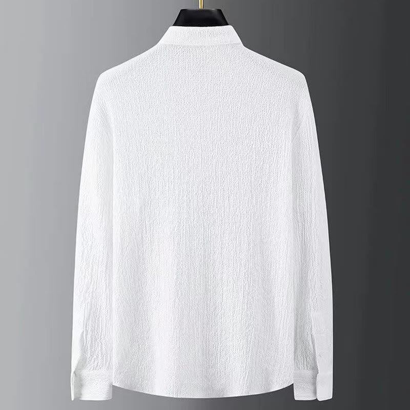 Buddha Stones Pure Color Long Sleeve Top Pants Clothing Men's Set - image 6