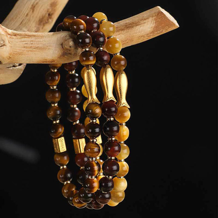 Buddha Stones Tiger Eye Koi Fish Courage Bracelet