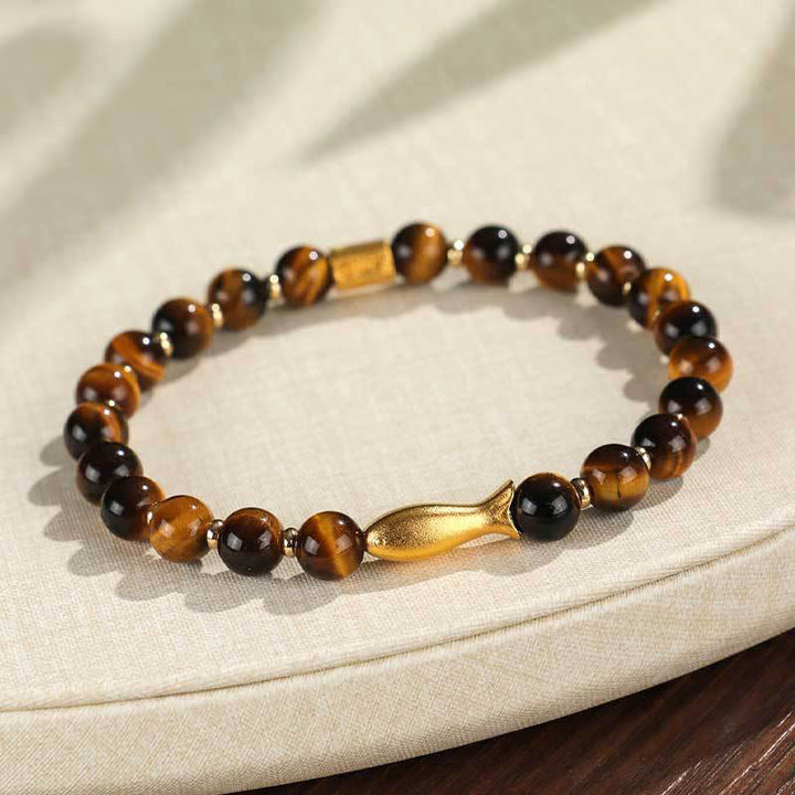 Buddha Stones Tiger Eye Koi Fish Courage Bracelet