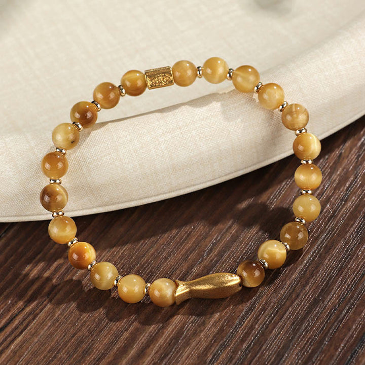 Buddha Stones Tiger Eye Koi Fish Courage Bracelet