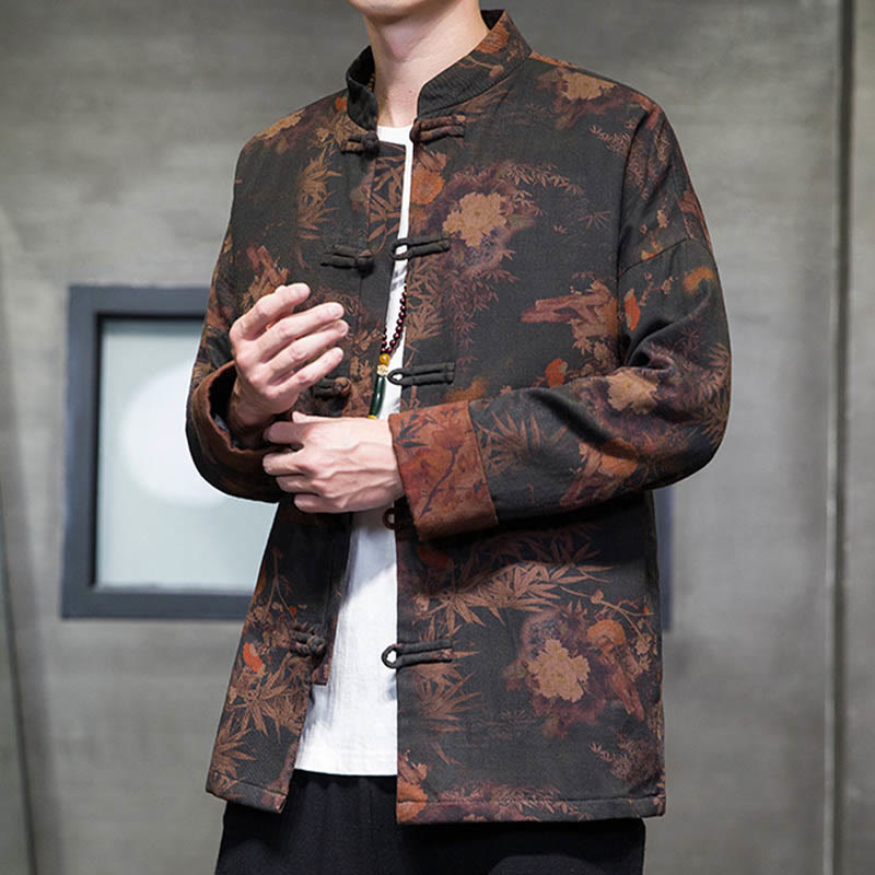 Buddha Stones Frog-Button Chinese Tang Suit Long Shirt Cotton Men Jacket Clothing - image 4