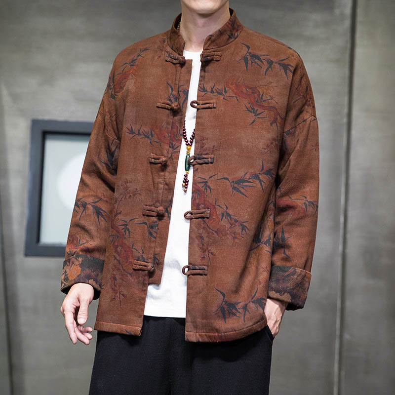 Buddha Stones Frog-Button Chinese Tang Suit Long Shirt Cotton Men Jacket Clothing - image 12