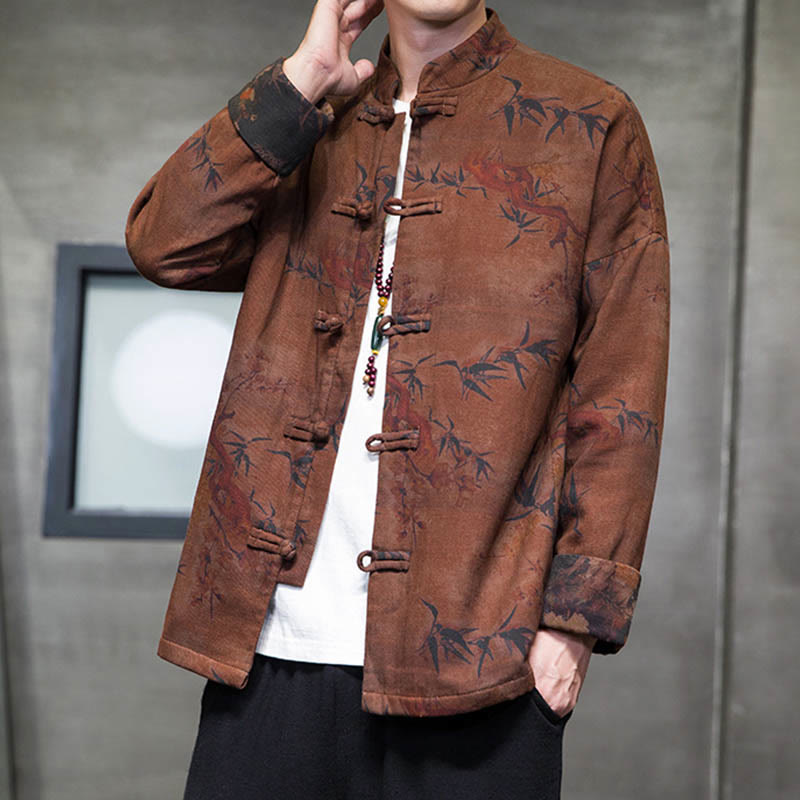 Buddha Stones Frog-Button Chinese Tang Suit Long Shirt Cotton Men Jacket Clothing - image 11