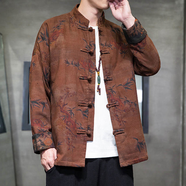 Buddha Stones Frog-Button Chinese Tang Suit Long Shirt Cotton Men Jacket Clothing - image 16