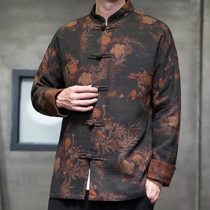 Buddha Stones Frog-Button Chinese Tang Suit Long Shirt Cotton Men Jacket Clothing - image 6