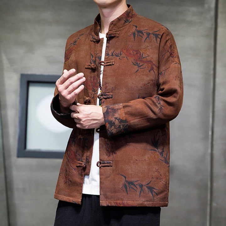 Buddha Stones Frog-Button Chinese Tang Suit Long Shirt Cotton Men Jacket Clothing - image 20