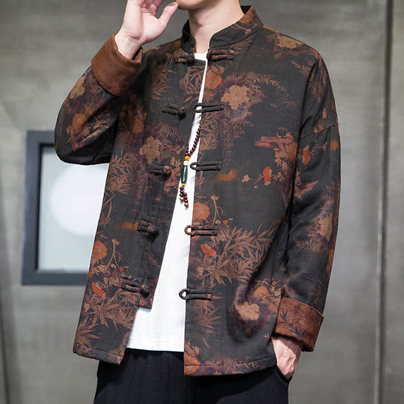Buddha Stones Frog-Button Chinese Tang Suit Long Shirt Cotton Men Jacket Clothing - image 7