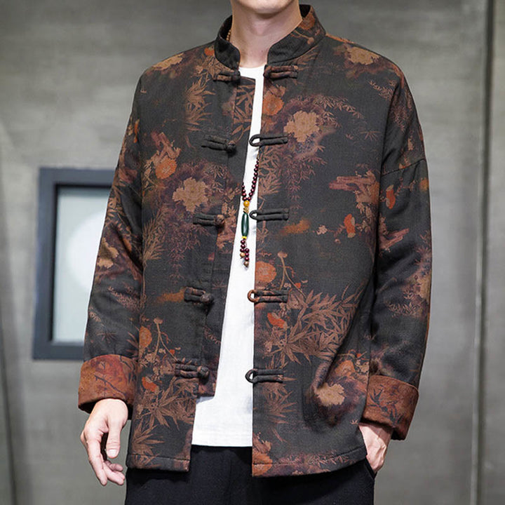 Buddha Stones Frog-Button Chinese Tang Suit Long Shirt Cotton Men Jacket Clothing - image 7