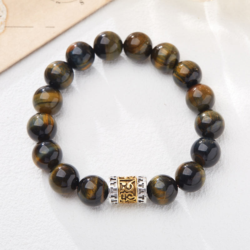 Buddha Stones Tiger Eye Six True Words Courage Bracelet