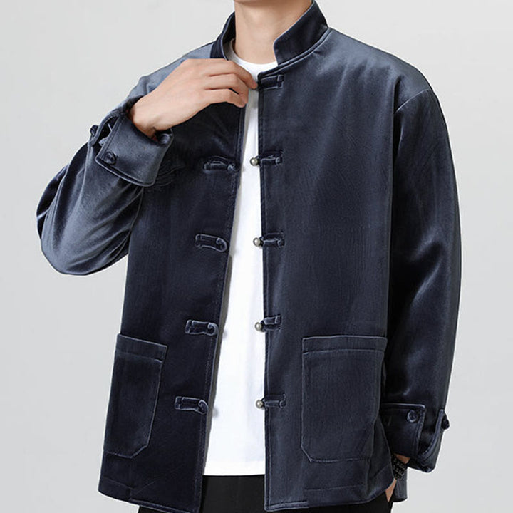 Buddha Stones Embroider Dragon Casual Frog-button Cotton Men's Jacket Shirt Clothing - image 27