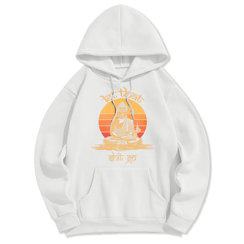 Buddha Stones Let That Shit Go Buddha Polyester Fleece Lined Hoodie - White - 2XL - image 21