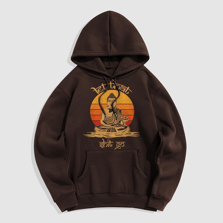 Buddha Stones Let That Shit Go Buddha Polyester Fleece Lined Hoodie - SaddleBrown - 2XL - image 17