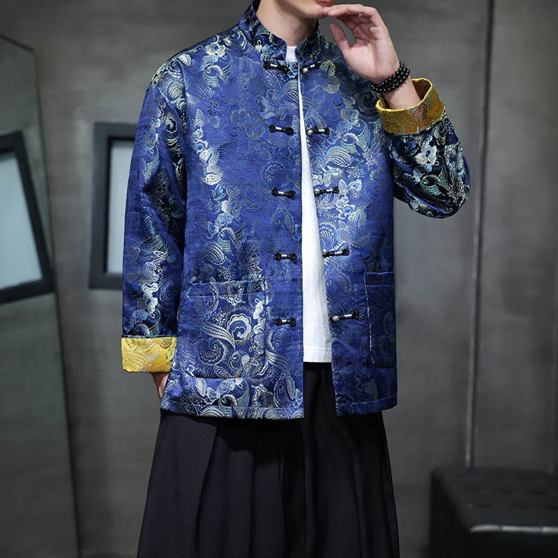 Buddha Stones Frog-Button Chinese Tang Suit Stand Collar Long Shirt Men Jacket Clothing - image 28