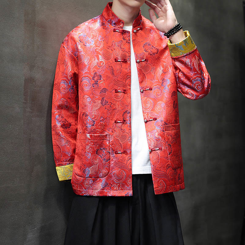 Buddha Stones Frog-Button Chinese Tang Suit Stand Collar Long Shirt Men Jacket Clothing - image 11