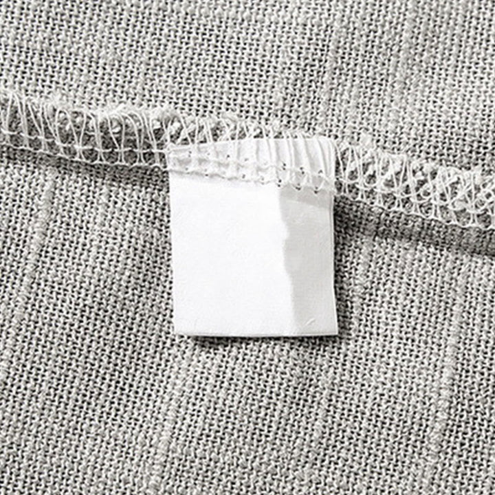 Buddha Stones Loose Men's Shirt Solid Color Notched Neck Top Short Sleeve Comfy Button Breathable Cotton Linen Shirt - image 15