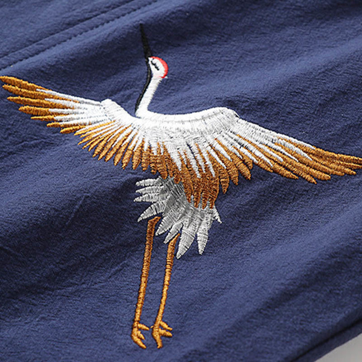 Buddha Stones Fake Two-piece Men's Half Sleeve Cardigan Embroidery Hanfu Comfort Cotton Kimono - image 7