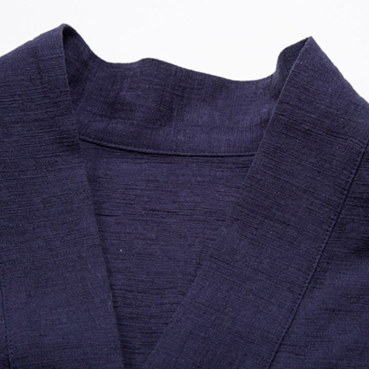 Buddha Stones Men's Short Sleeve Shirt With Pocket Notched Neck Cardigan Comfort Cotton Linen Shirt - image 8