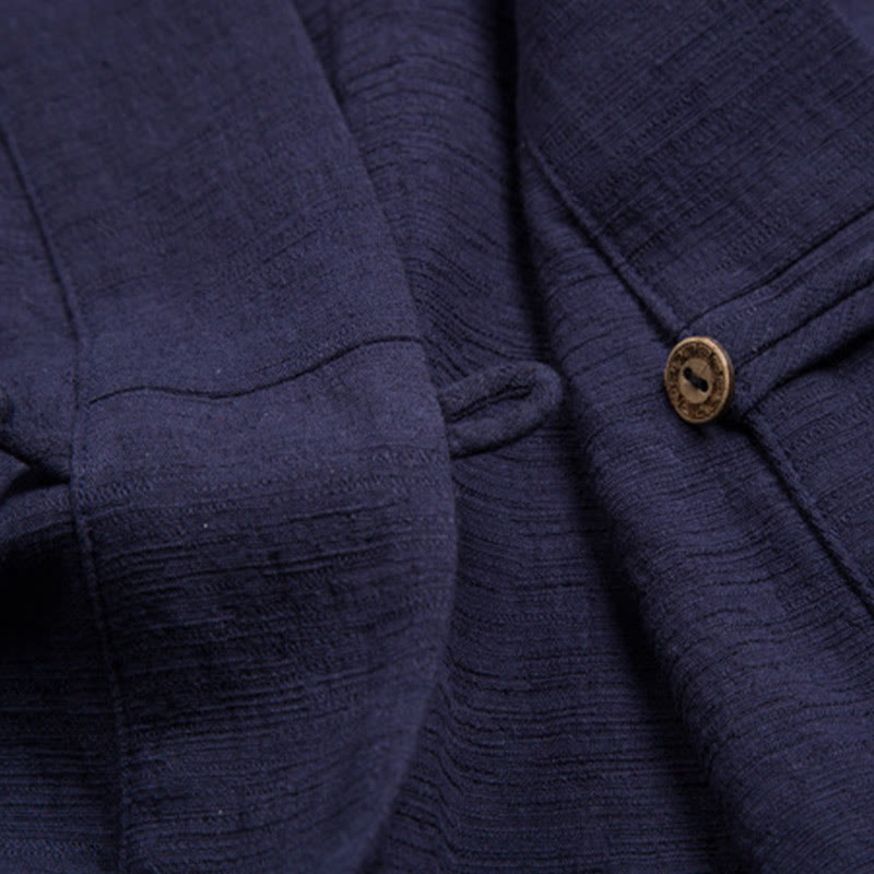 Buddha Stones Men's Short Sleeve Shirt With Pocket V Neck Comfort Cotton Linen Shirt - image 11