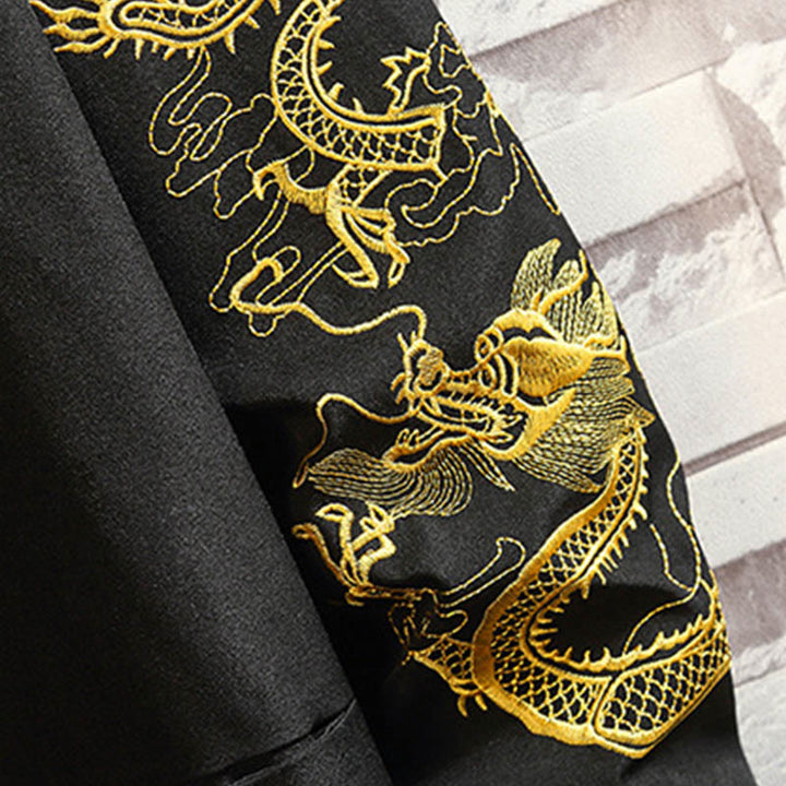 Buddha Stones Embroider Dragon Phoenix Casual Frog-button Cotton Men's Jacket Shirt Clothing - image 15