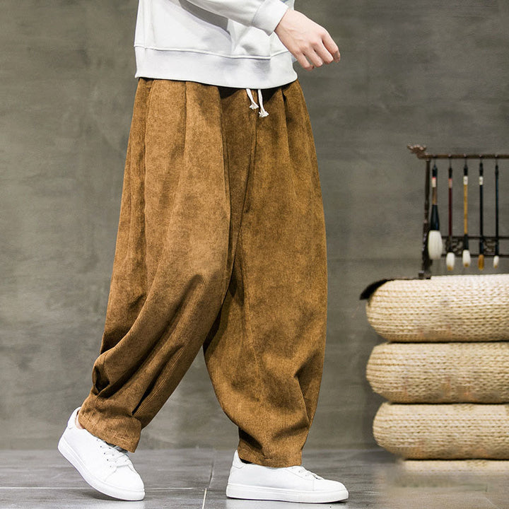 Buddha Stones Casual Plain Cotton Bloomer Men's Pants With Pockets