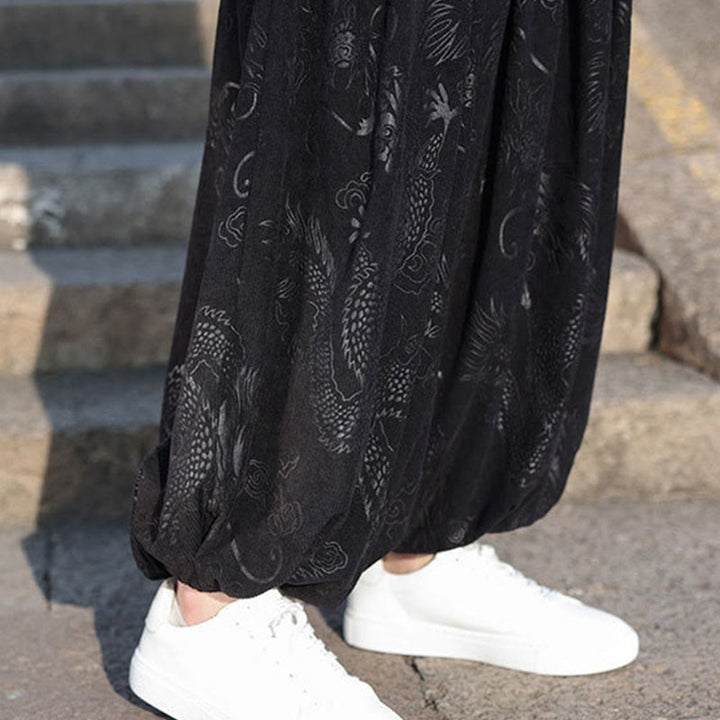 Buddha Stones Dragon Design Casual Plain Cotton Men's Pants With Pockets - image 20