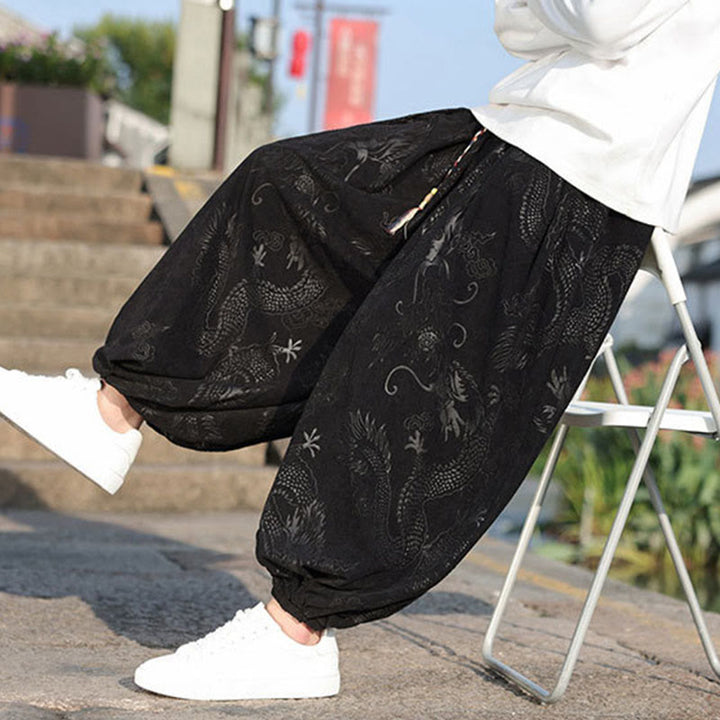 Buddha Stones Dragon Design Casual Plain Cotton Men's Pants With Pockets - image 21