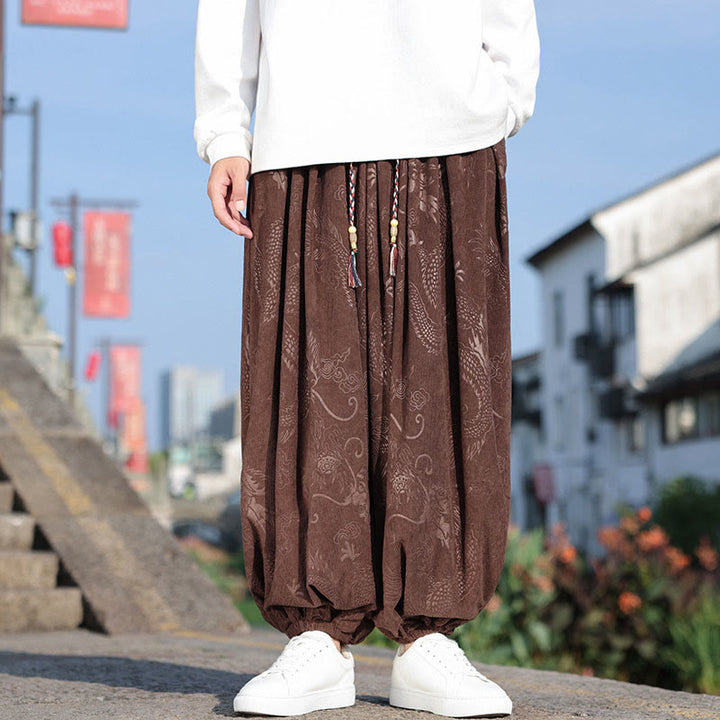 Buddha Stones Dragon Design Casual Plain Cotton Men's Pants With Pockets - image 7