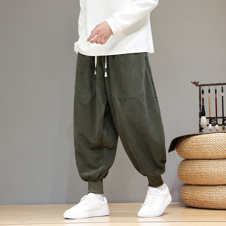 Buddha Stones Casual Plain Cotton Men's Harem Pants With Pockets - image 19