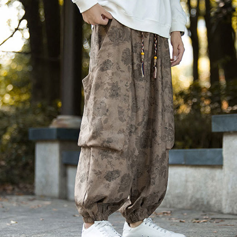Buddha Stones Casual Flower Corduroy Cotton Men's Pants With Big Pockets - image 4