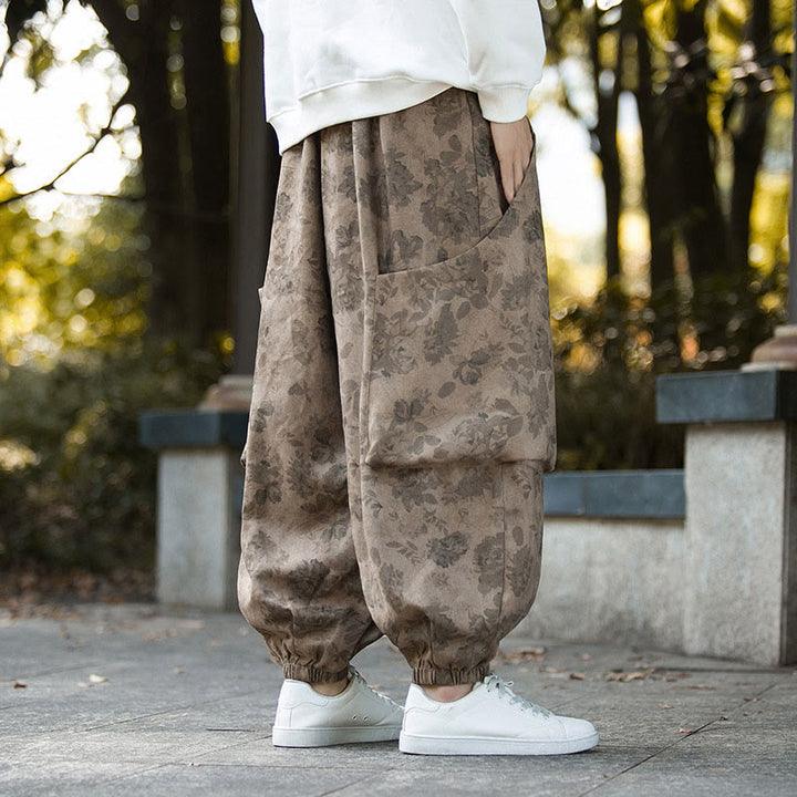 Buddha Stones Casual Flower Corduroy Cotton Men's Pants With Big Pockets - image 5