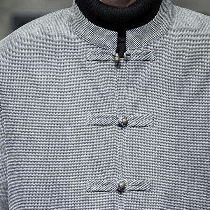 Buddha Stones Solid Color Frog-button Men's Jacket Shirt Clothing - image 24