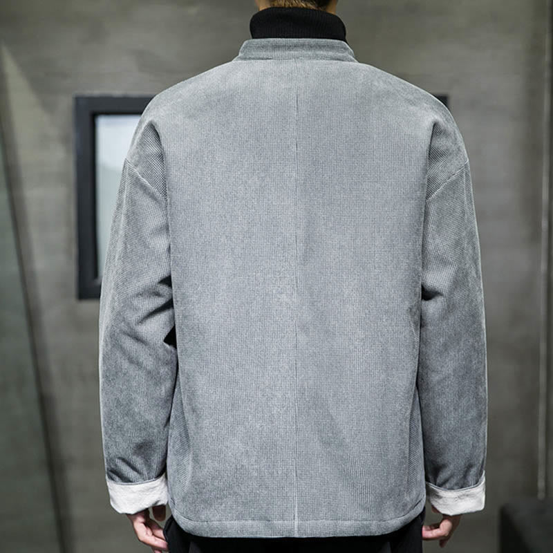 Buddha Stones Solid Color Frog-button Men's Jacket Shirt Clothing - image 19