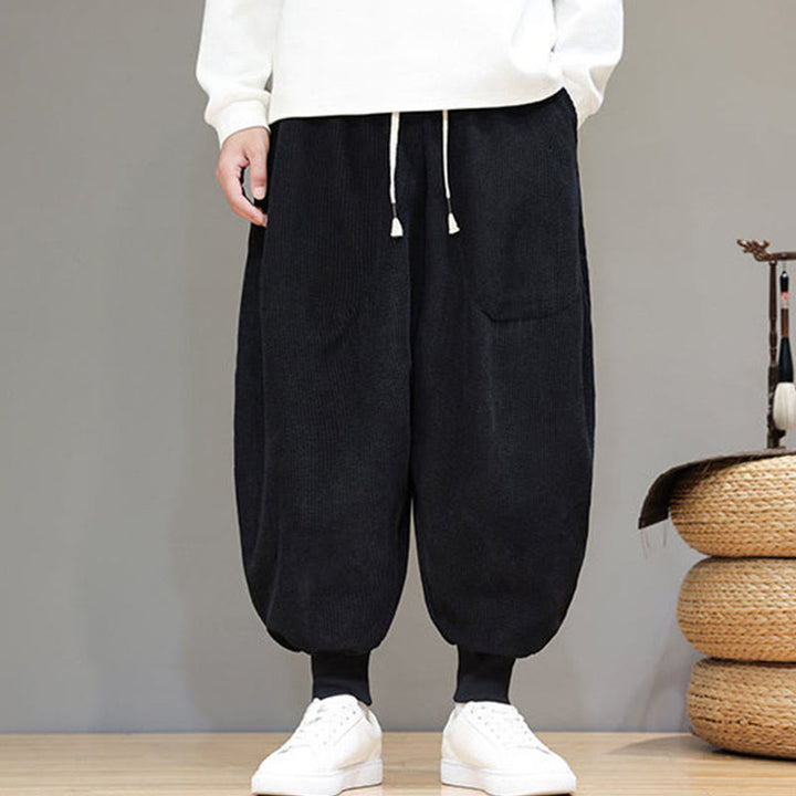 Buddha Stones Casual Plain Cotton Men's Harem Pants With Pockets - image 13