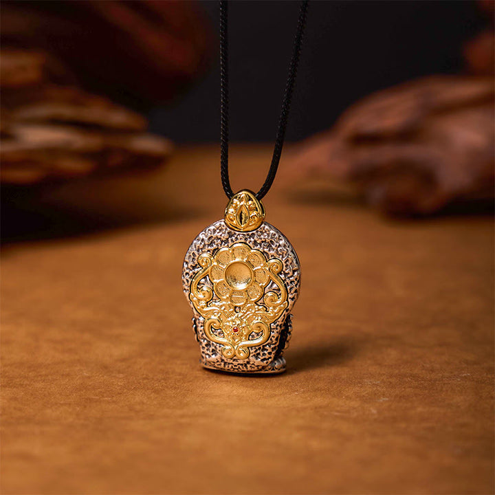 Buddha Stones Tibetan Avalokitesvara Dzi Bead Pattern Copper Purity Healing Necklace Pendant