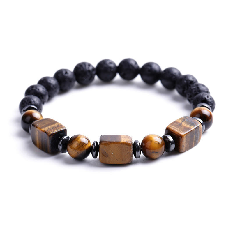 Buddha Stones Various Crystals Lava Rock Calm Bracelet