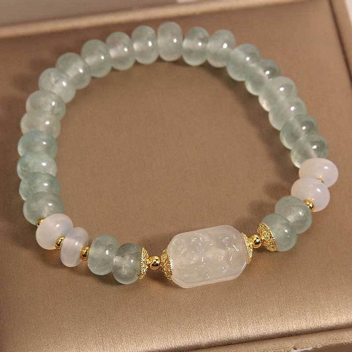 Buddha Stones Aquamarine Jade Abacus Beads Serenity Bracelet