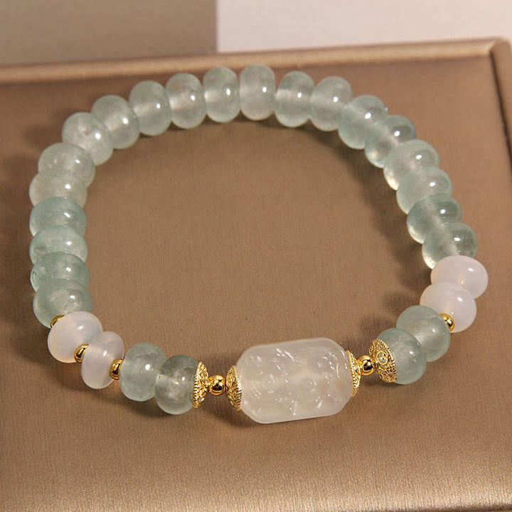 Buddha Stones Aquamarine Jade Abacus Beads Serenity Bracelet